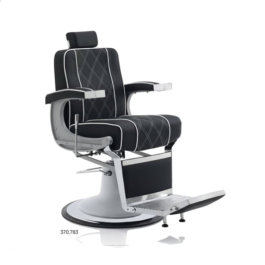 HAIR GRANADA Barberstuhl Eco-Leder Chrom Stahl - Variantenfoto auf weissem Hintergrund