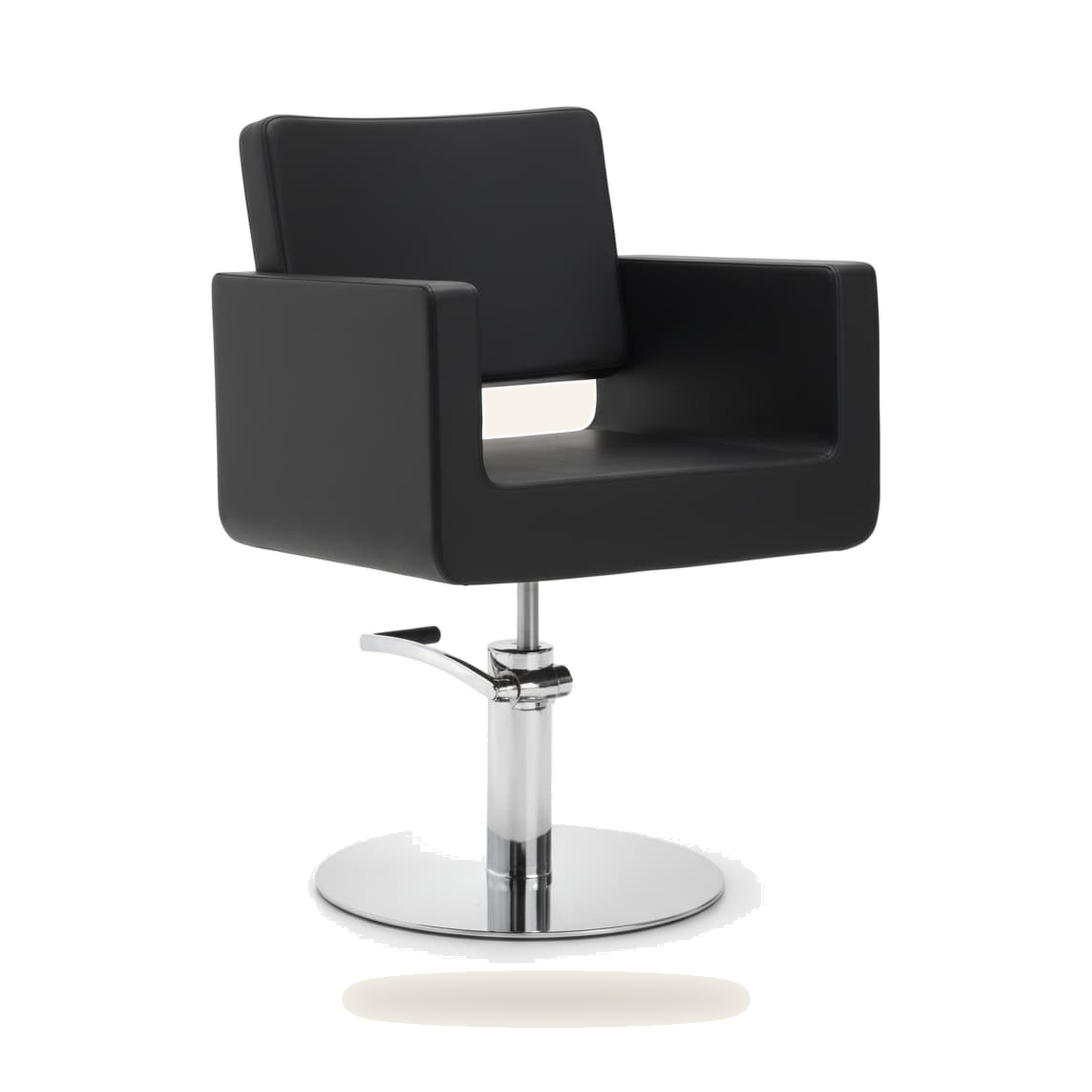 Friseurstuhl & Barberstuhl Eco-Leder, runde Alu-Basis - Produktfoto auf weißem Hintergrund