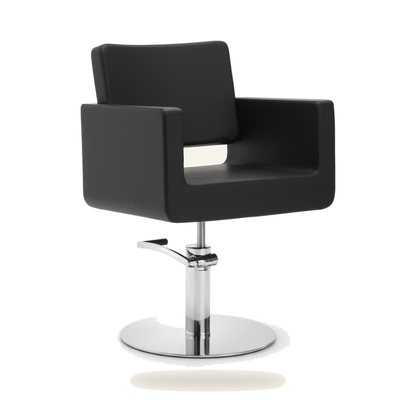 Friseurstuhl & Barberstuhl Eco-Leder, runde Alu-Basis - Produktfoto auf weißem Hintergrund