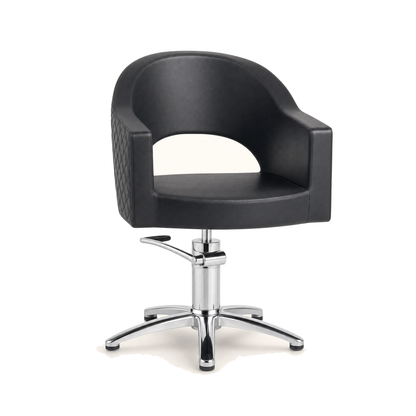 Friseurstuhl & Barberstuhl Chrom Drehbar Eco-Leder Schwarz - Variantenfoto auf weissem Hintergrund
