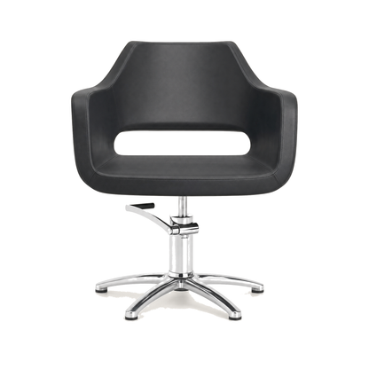 HAIR REGENCY Friseurstuhl Schwarz Aluminium Eco-Leder - Variantenfoto auf weissem Hintergrund