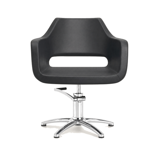 HAIR REGENCY Friseurstuhl Schwarz Aluminium Eco-Leder - Variantenfoto auf weissem Hintergrund