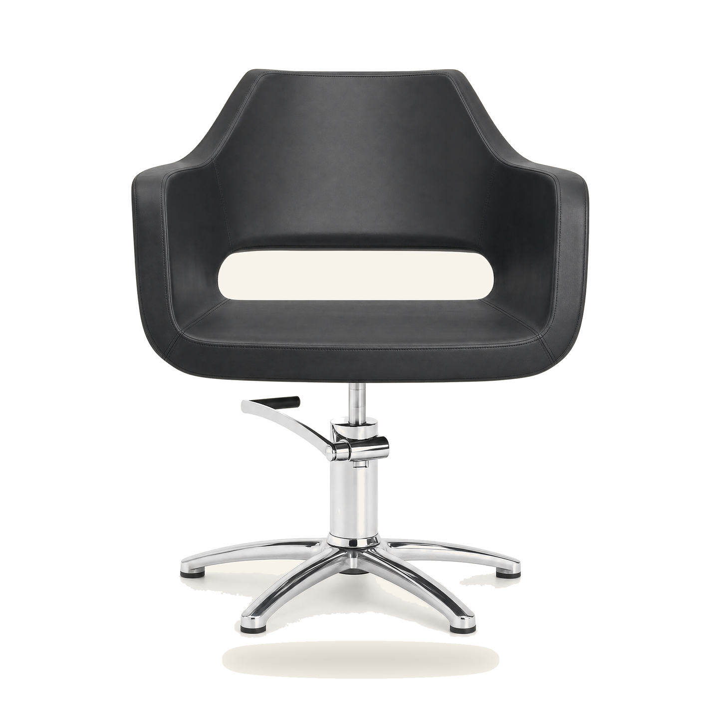 HAIR REGENCY Friseurstuhl Schwarz Aluminium Eco-Leder - Variantenfoto auf weissem Hintergrund