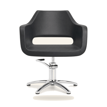 HAIR REGENCY Friseurstuhl Schwarz Aluminium Eco-Leder - Variantenfoto auf weissem Hintergrund