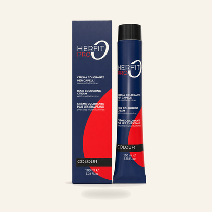 Herfit Pro Multivitamins 100 ml Professionelle Haarfarbe Colorations Färbecreme - Produktfoto auf beigem Hintergrund