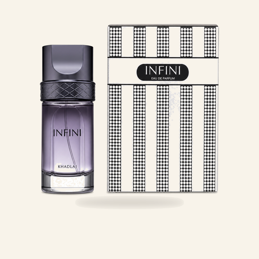 INFINI EDP Unisex 100 ml – Eleganter Duft - Produktfoto auf beigem Hintergrund