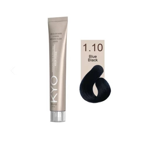 KYO Color Permanente Haarfarbe 100ml Ammoniakfrei Keratin – Farbton 1.10 Blue Black