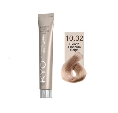 KYO Color Permanente Haarfarbe 100ml Ammoniakfrei Keratin – Farbton 10.32 Blonde platinum beige