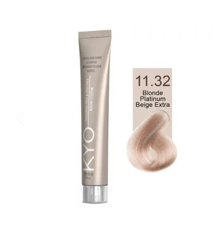 KYO Color Permanente Haarfarbe 100ml Ammoniakfrei Keratin – Farbton 11.32 Blonde Platinum Beige Extra