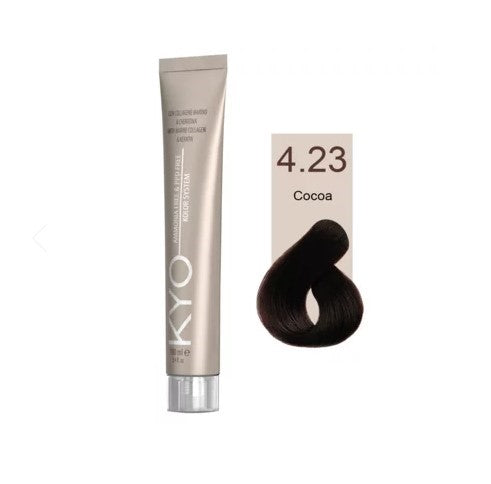 KYO Color Permanente Haarfarbe 100ml Ammoniakfrei Keratin – Farbton 4.23 Cocoa