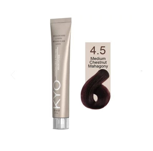 KYO Color Permanente Haarfarbe 100ml Ammoniakfrei Keratin – Farbton 4.5 Medium Chestnut Mahogany