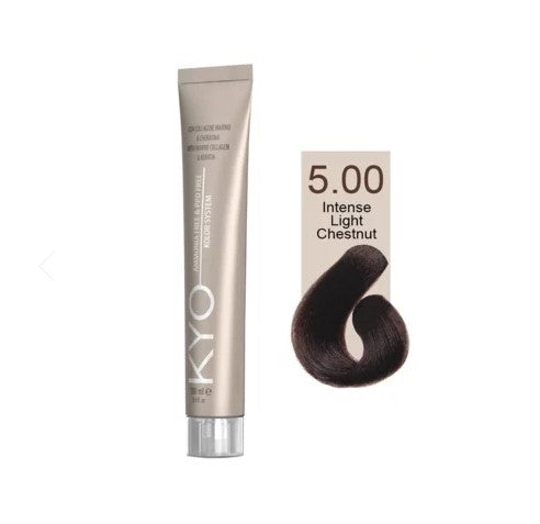 KYO Color Permanente Haarfarbe 100ml Ammoniakfrei Keratin – Farbton 5.00 Intense Light Chestnut