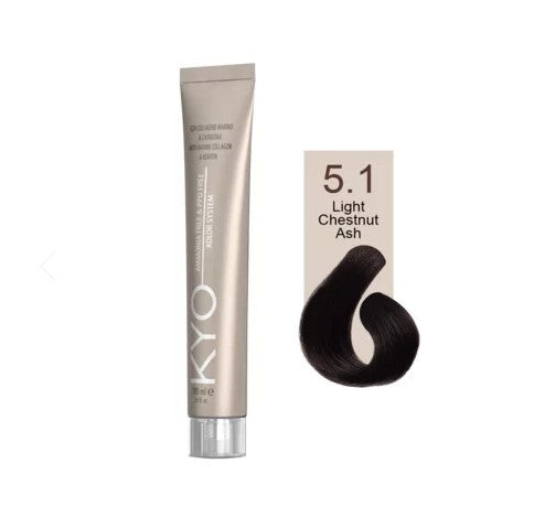 KYO Color Permanente Haarfarbe 100ml Ammoniakfrei Keratin – Farbton 5.1 Light Chestnut Ash