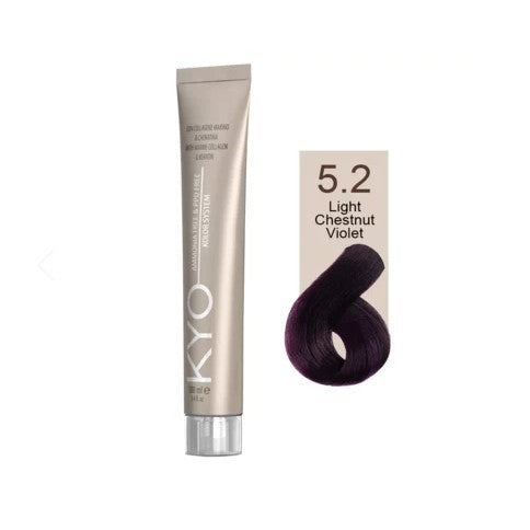 KYO Color Permanente Haarfarbe 100ml Ammoniakfrei Keratin – Farbton 5.2 Light Chestnut Violet
