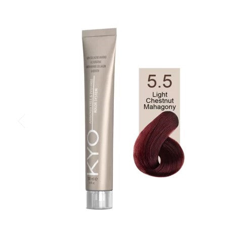KYO Color Permanente Haarfarbe 100ml Ammoniakfrei Keratin – Farbton 5.5 Light Chestnut Mahogany