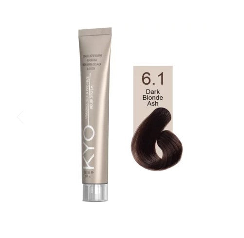 KYO Color Permanente Haarfarbe 100ml Ammoniakfrei Keratin – Farbton 6.1 Dark Blonde Ash