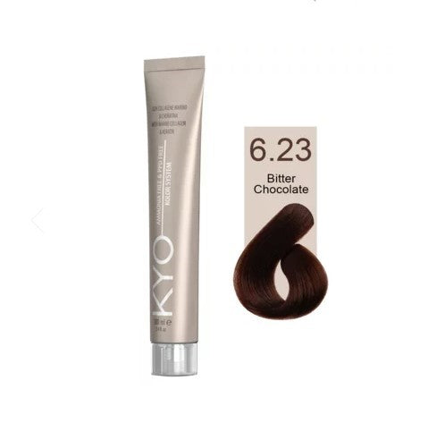 KYO Color Permanente Haarfarbe 100ml Ammoniakfrei Keratin – Farbton 6.23 Bitter Chocolate