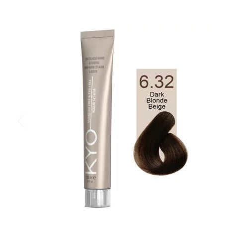 KYO Color Permanente Haarfarbe 100ml Ammoniakfrei Keratin – Farbton 6.32 Dark Blonde Beige