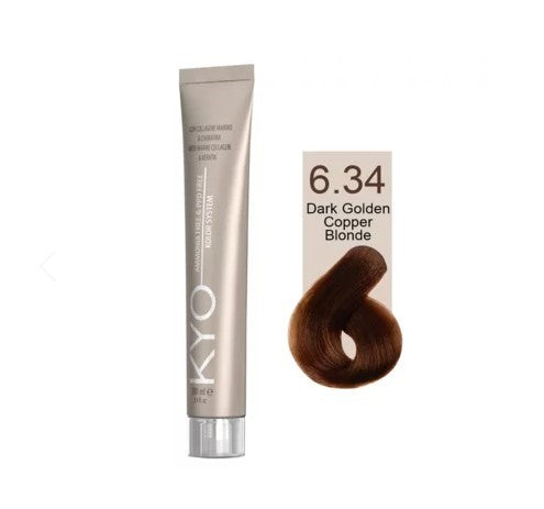 KYO Color Permanente Haarfarbe 100ml Ammoniakfrei Keratin – Farbton 6.34 Dark golden copper Blonde