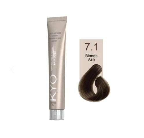 KYO Color Permanente Haarfarbe 100ml Ammoniakfrei Keratin – Farbton 7.1 Blond Ash