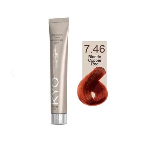 KYO Color Permanente Haarfarbe 100ml Ammoniakfrei Keratin – Farbton 7.46 Blonde Copper Red