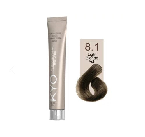 KYO Color Permanente Haarfarbe 100ml Ammoniakfrei Keratin – Farbton 8.1 Light Blonde Ash