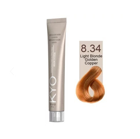 KYO Color Permanente Haarfarbe 100ml Ammoniakfrei Keratin – Farbton 8.34 Light Blonde Golden Copper