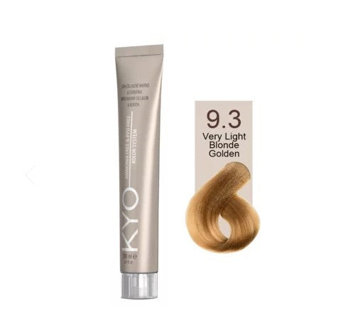 KYO Color Permanente Haarfarbe 100ml Ammoniakfrei Keratin – Farbton 9.3 Very Light Blonde Golden