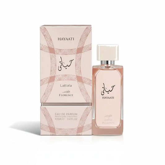 Lattafa/Hayaati Florence EDP 100ml - Produktfoto auf weißem Hintergrund