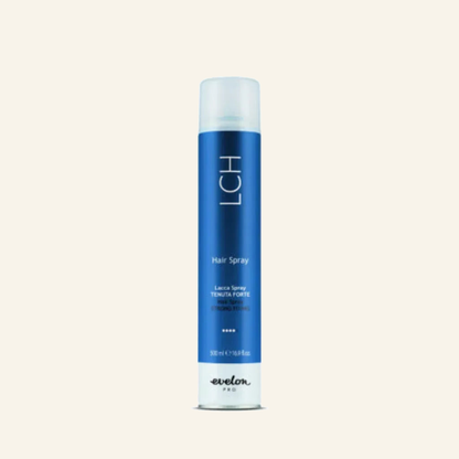 •	Evelon Pro Hairspray Pro Lch 500 Ml - Produktfoto auf beigem Hintergrund