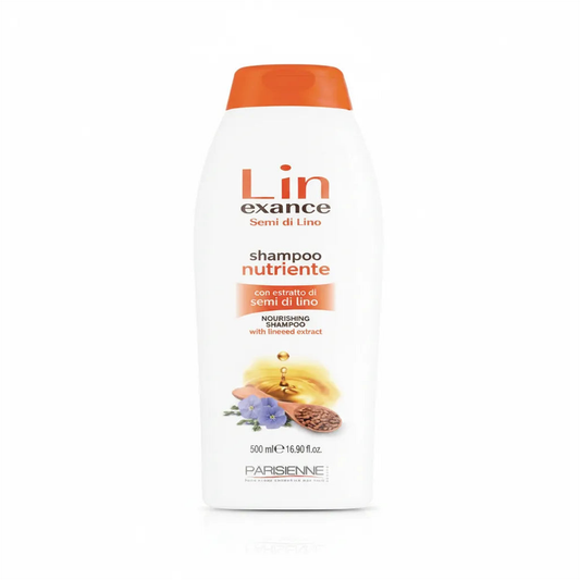 Shampoo mit Leinsamen-extrakt - Produktfoto auf weißem Hintergrund