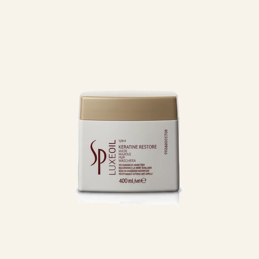 Luxe-Öl Haarmaske Keratin & Elastizität Glanz Regeneration - Produktfoto auf beigem Hintergrund