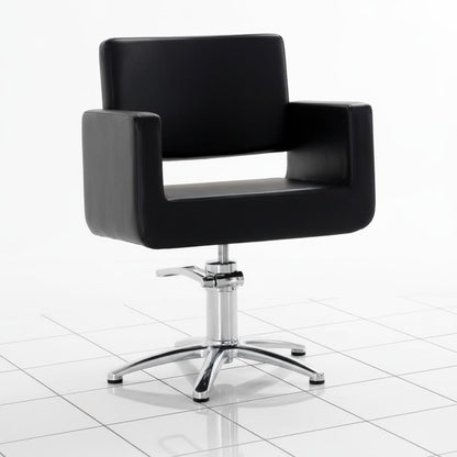 KING Friseursessel: Rationaler Stil mit separaten Polyurethanschaum-Abschnitten und schwarzem Sky Eco-Leder (Sternförmige Basis)
