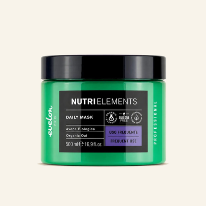 Pflegemaske Trockenes & Feines Haar Bio-Hafer Volumen 500ml - Produktfoto auf beigem Hintergrund