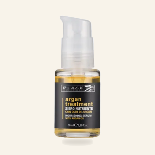 Pflegendes Haarserum mit Arganöl 50ml - Produktfoto auf beigem Hintergrund