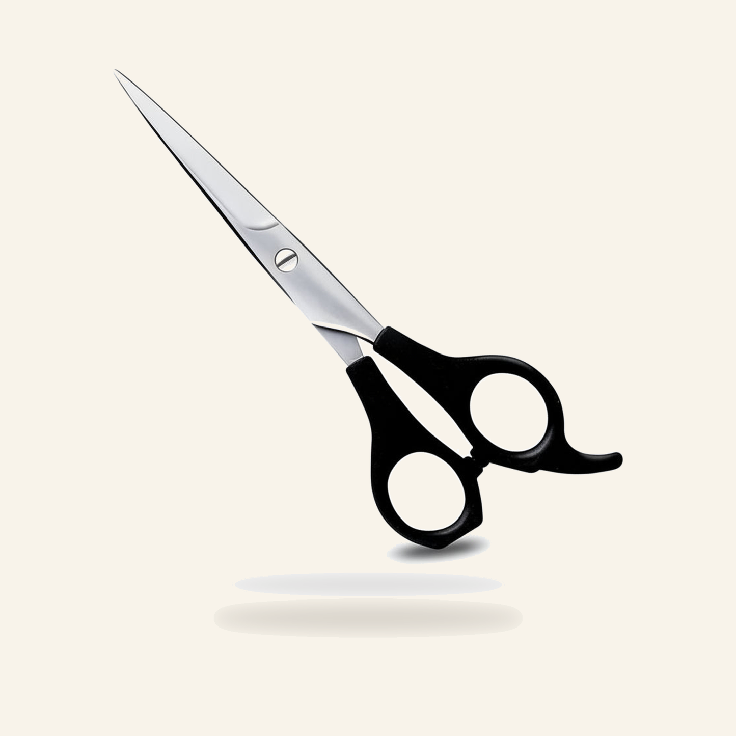 Professionelle Haarschneideschere & Edelstahl-Friseurschere - Produktfoto auf beigem Hintergrund