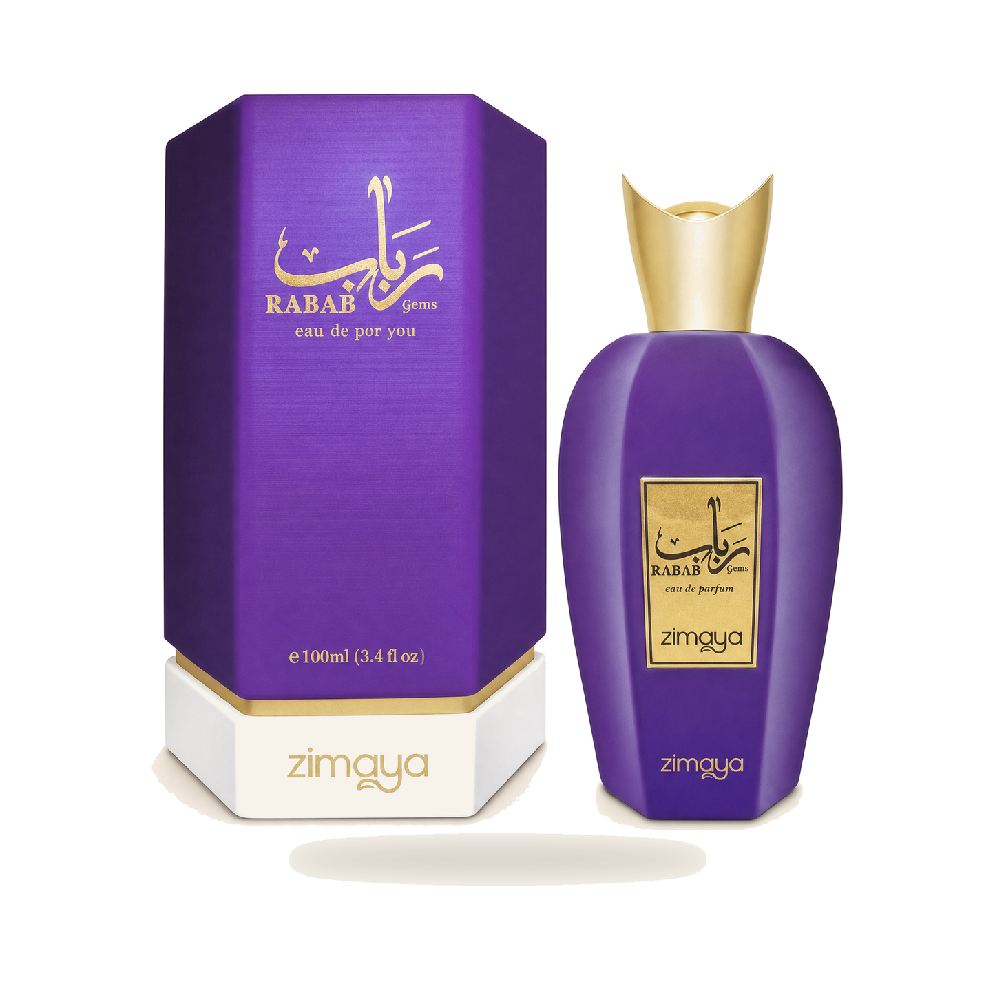 Zimaya Rabab Gems – Unisex Eau de Parfum (100 ml) - Produktfoto auf weißem Hintergrund