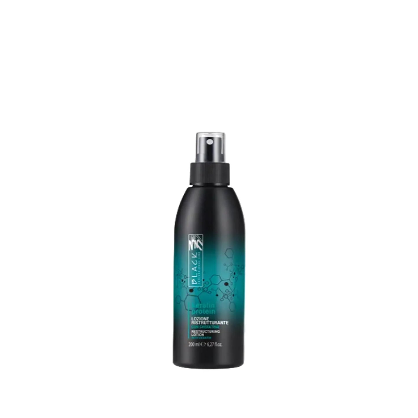 Black Professional Keratin-Protein-Lotion 200ml Pumpflasche, Leave-in-Behandlung mit Keratin-Konzentrat für geschädigtes und geschwächtes Haar