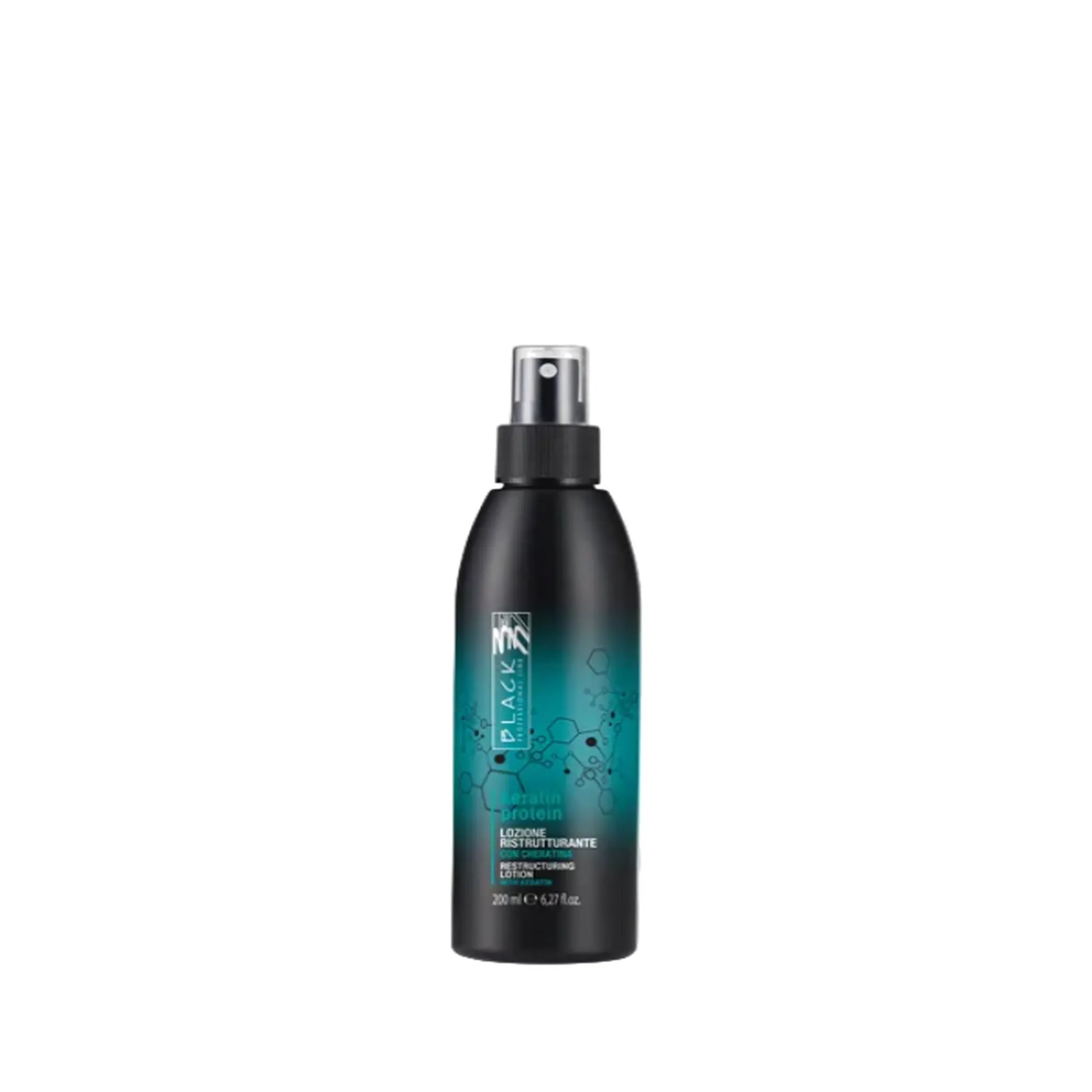 Black Professional Keratin-Protein-Lotion 200ml Pumpflasche, Leave-in-Behandlung mit Keratin-Konzentrat für geschädigtes und geschwächtes Haar