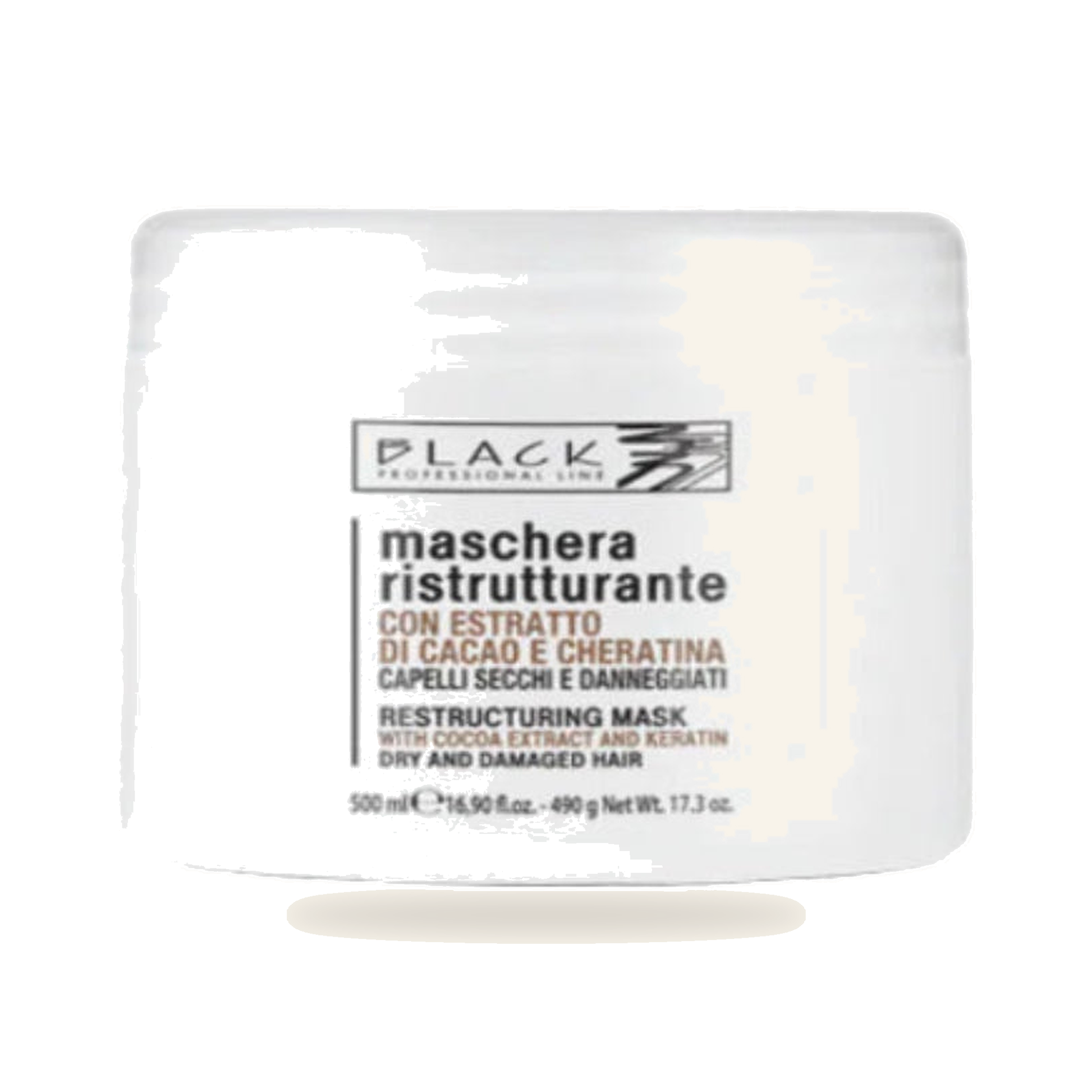 Restrukturierende Maske Kakao & Keratin Haarrepair 500ml - Produktfoto auf weißem Hintergrund