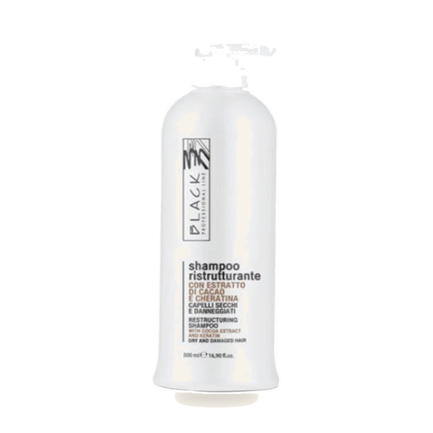 Restrukturierendes Shampoo für trockenes 
und strapaziertes Haar - Produktfoto auf weißem Hintergrund