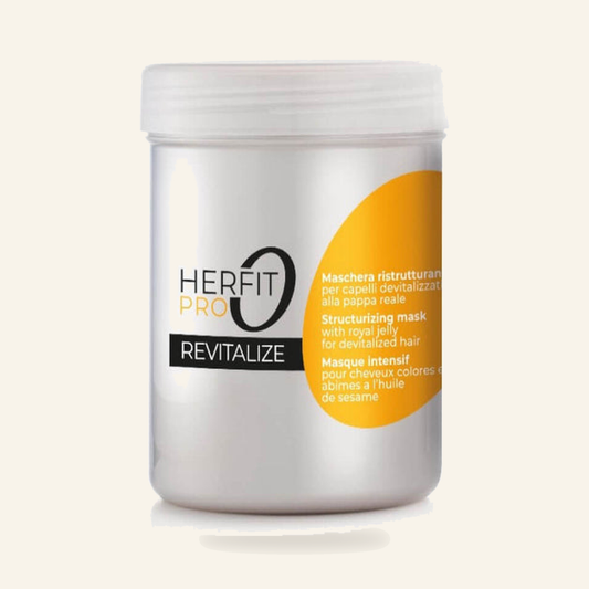 Herfit Pro Revitalisierende Haarmaske 1000 ml - Produktfoto auf beigem Hintergrund