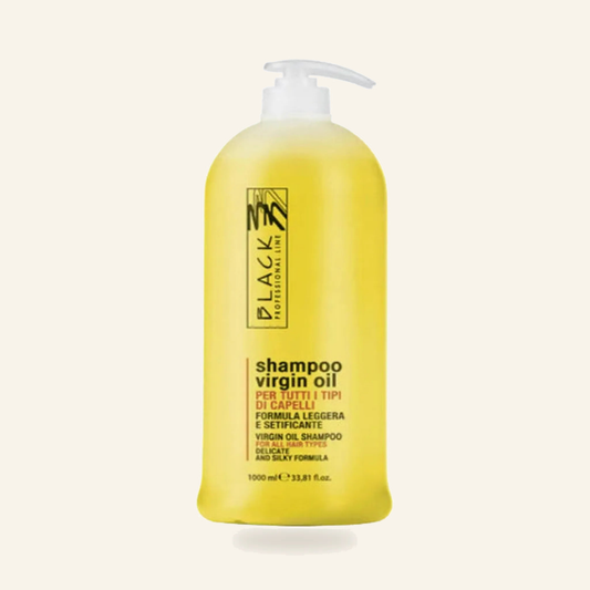 Seidiges Shampoo 1000ml Häufige Nutzung Glanz - Produktfoto auf beigem Hintergrund