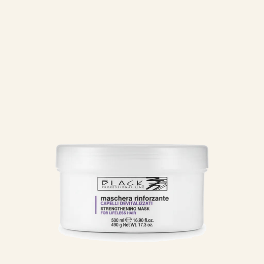 Stärkende Maske & Kollagenprotein Strapaziertes Haar - Produktfoto auf beigem Hintergrund