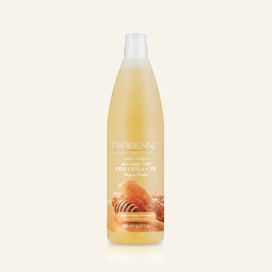 Stärkendes Shampoo & Gelée Royale Haarpflege 1000ml - Produktfoto auf beigem Hintergrund