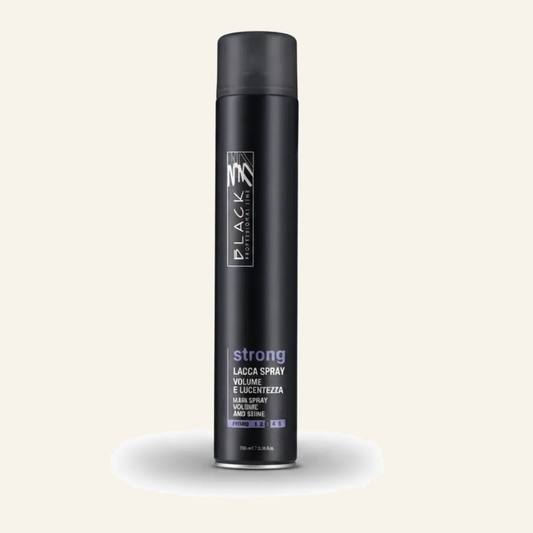 Starkes Haarspray & Ultra-Glanz Volumen Feuchtigkeitsschutz - Produktfoto auf beigem Hintergrund