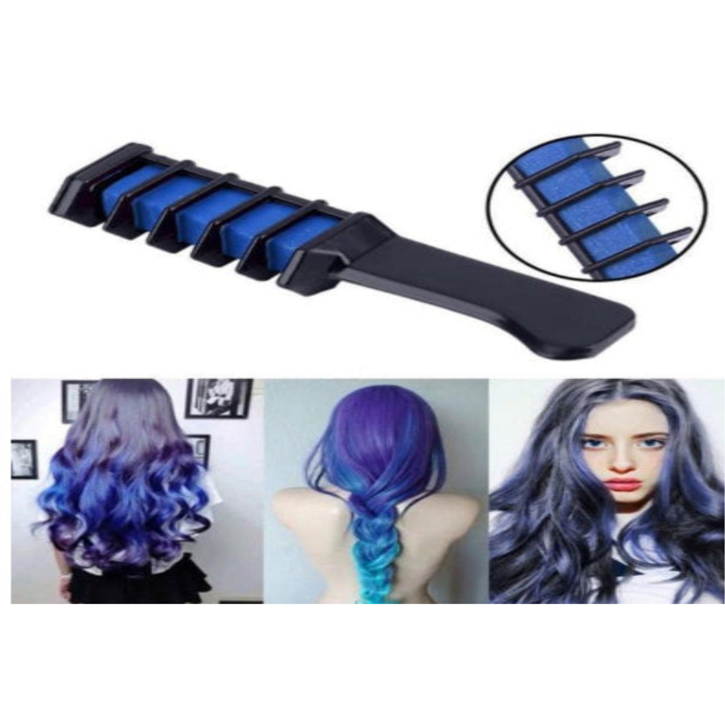 Mini-Haarfarbenstifte, Mascara-farbenes Kreide-Set mit Pinsel - Variantenfoto auf weissem Hintergrund