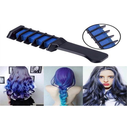 Mini-Haarfarbenstifte, Mascara-farbenes Kreide-Set mit Pinsel - Variantenfoto auf weissem Hintergrund