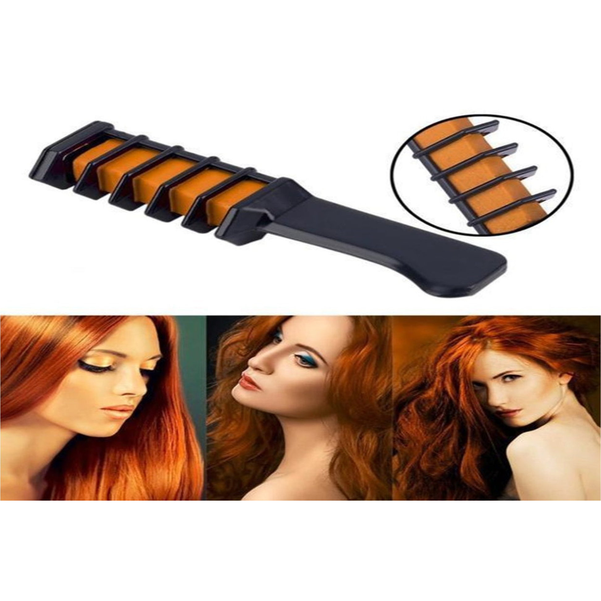 Mini-Haarfarbenstifte, Mascara-farbenes Kreide-Set mit Pinsel - Variantenfoto auf weissem Hintergrund