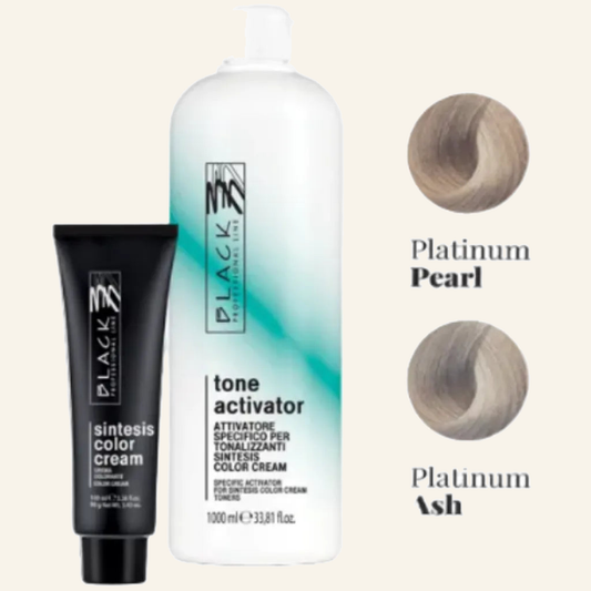 Tonungsaktivator Gelbstich-Neutralisation & Kaltblond Profi - Produktfoto auf beigem Hintergrund